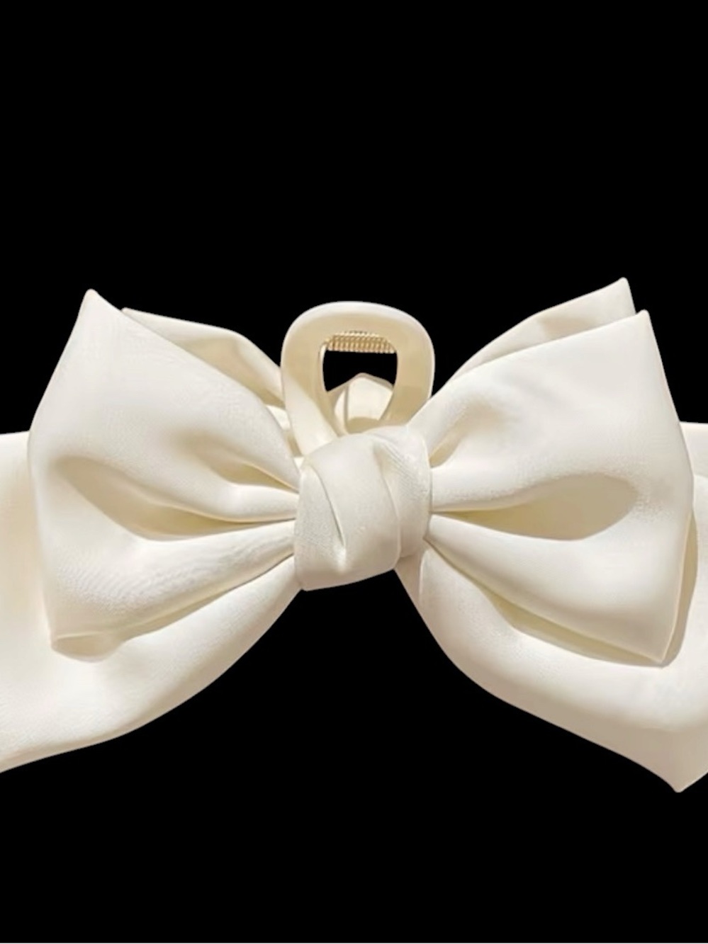 Elegant Cream Satin Bow Hair Clip